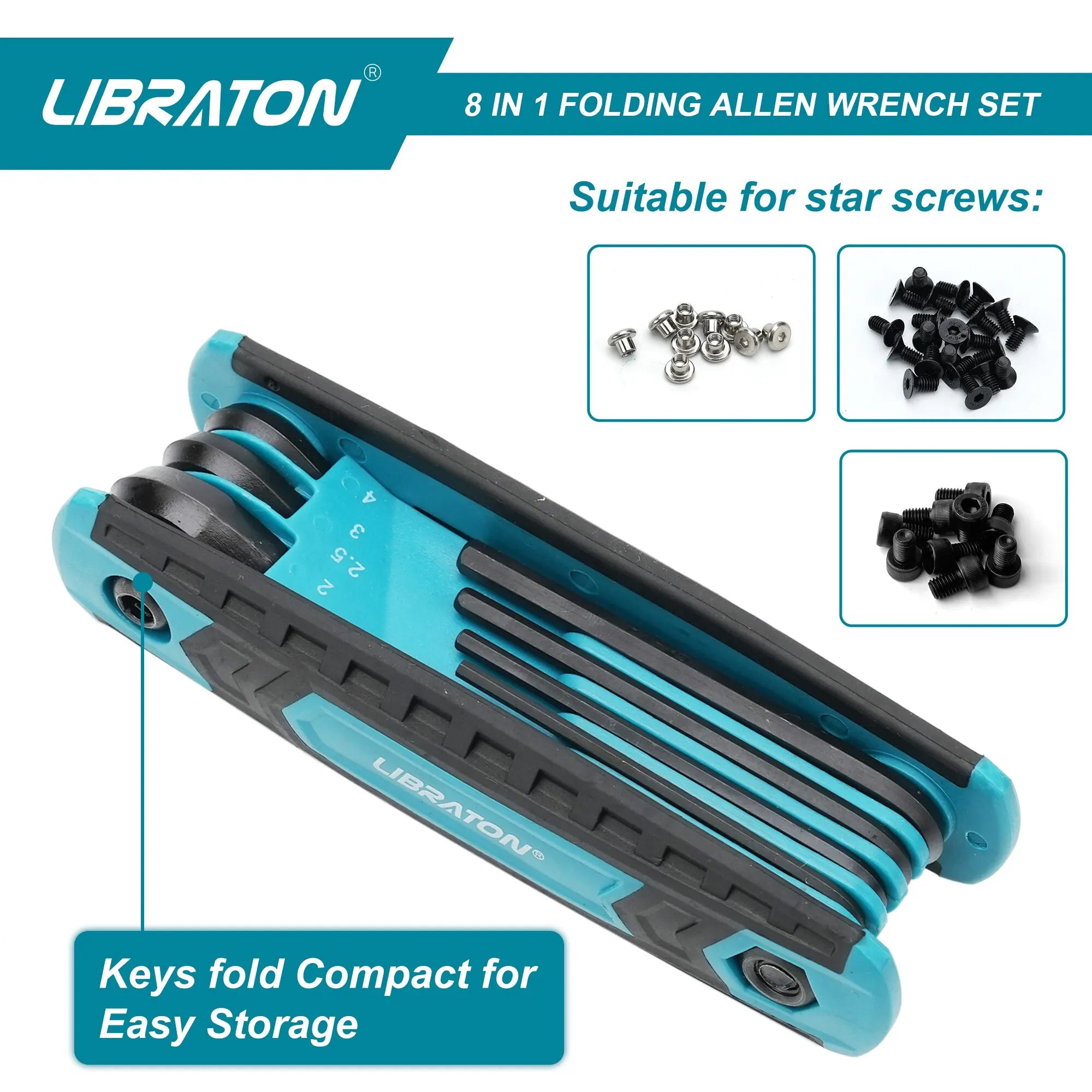 Versatile Portable Tool: LIBRATON 8-in-1 Folding Allen Wrench Set with Metric & Torx Keys
