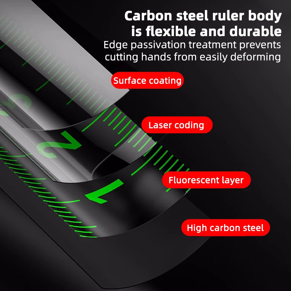 Fluorescent Steel Self-Locking Metric Measuring Tape: High Precision, Wear-Resistant